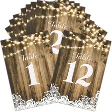 1-12 Rustic Wood Wedding Table Numbers With Lights 4x6 Double Sided Signs