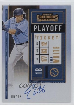 2020 Panini Contenders Prospect Playoff Ticket /18 Evan White #PT-EW Auto 8k4