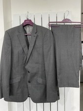 Men’s NEXT Tailored Fit 2 Piece Suit Grey Pin Stripe 40R Jacket & 34R Trousers