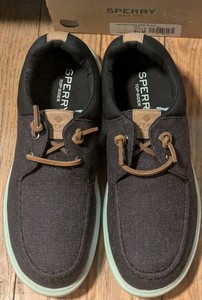 Sperry Men's Captain Moc Black Hemp Slip-On Sneakers 9.5