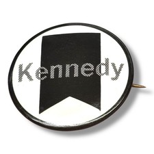 1968 Robert Kennedy Black Banner Campaign Pinback Button 1.5 Inch Bastian Bros