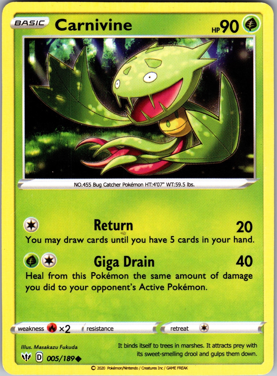Carnivine 5/189 Uncommon Regular - Darkness Ablaze Lightly Played