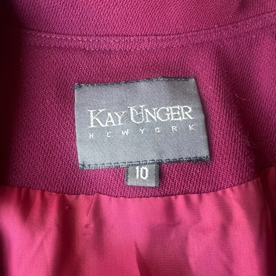 Abrigo Vestido Largo de Lana Kay Unger Nueva York Inspirado en los Años 40 Berry Magenta 10 Joyas Foto 4 de 4