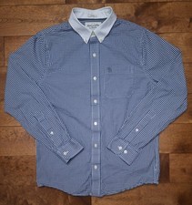 Abercrombie  Fitch NY Men's Medium Long-Sleeve Button-Down Check Blu Wht EUC