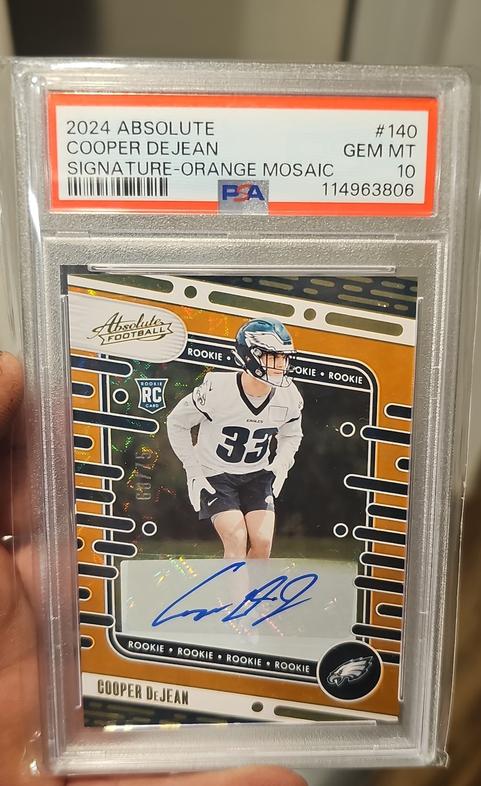 2024 Panini Absolute - Rookies Cooper DeJean #140 Orange Mosaic Signatures /75 