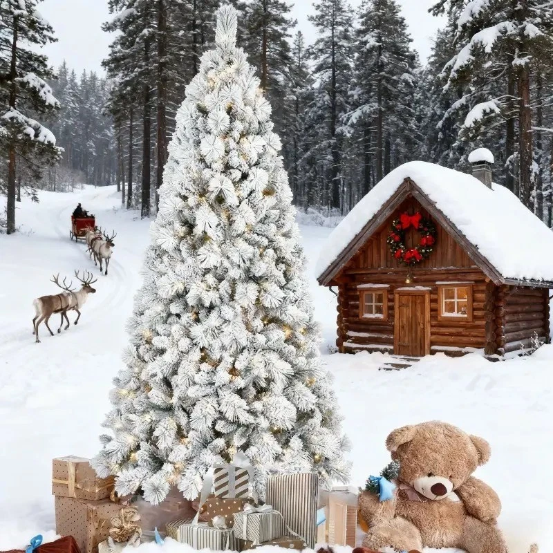 4-Ft Full Lit Flocked Artificial Christmas Tree With Warm & Snow-Cover Branches - Image 4 of 4