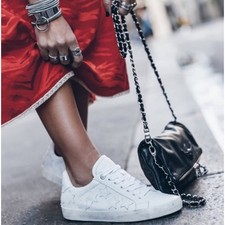 Zadig  Voltaire ZV1747 Smooth Calfskin Star Sneakers Size 40/ 9 US