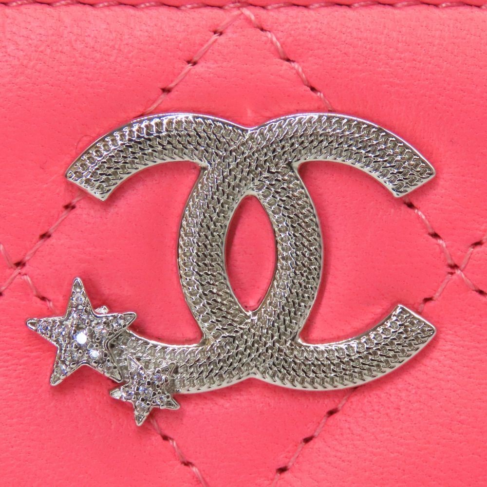 Used CHANEL AP3728 Coin Case Pink Coco Mark Star Lambskin Wallet image 7