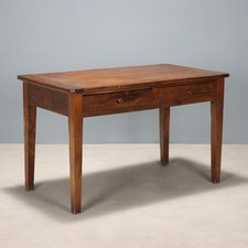 Tavolo Antico Rovere con 2 Cassetti Italia Metà XIX Secolo Originale