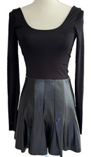 Alice & Olivia Chara vegan leather Skirt long Sleeves mini dress size 0 NWT Goth