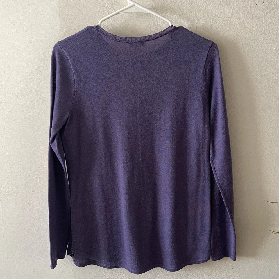 J. Jill Merino Wool Sweater Womens XS Purple Long Sleeve Minimalist Casual Basic - Image 2 of 4