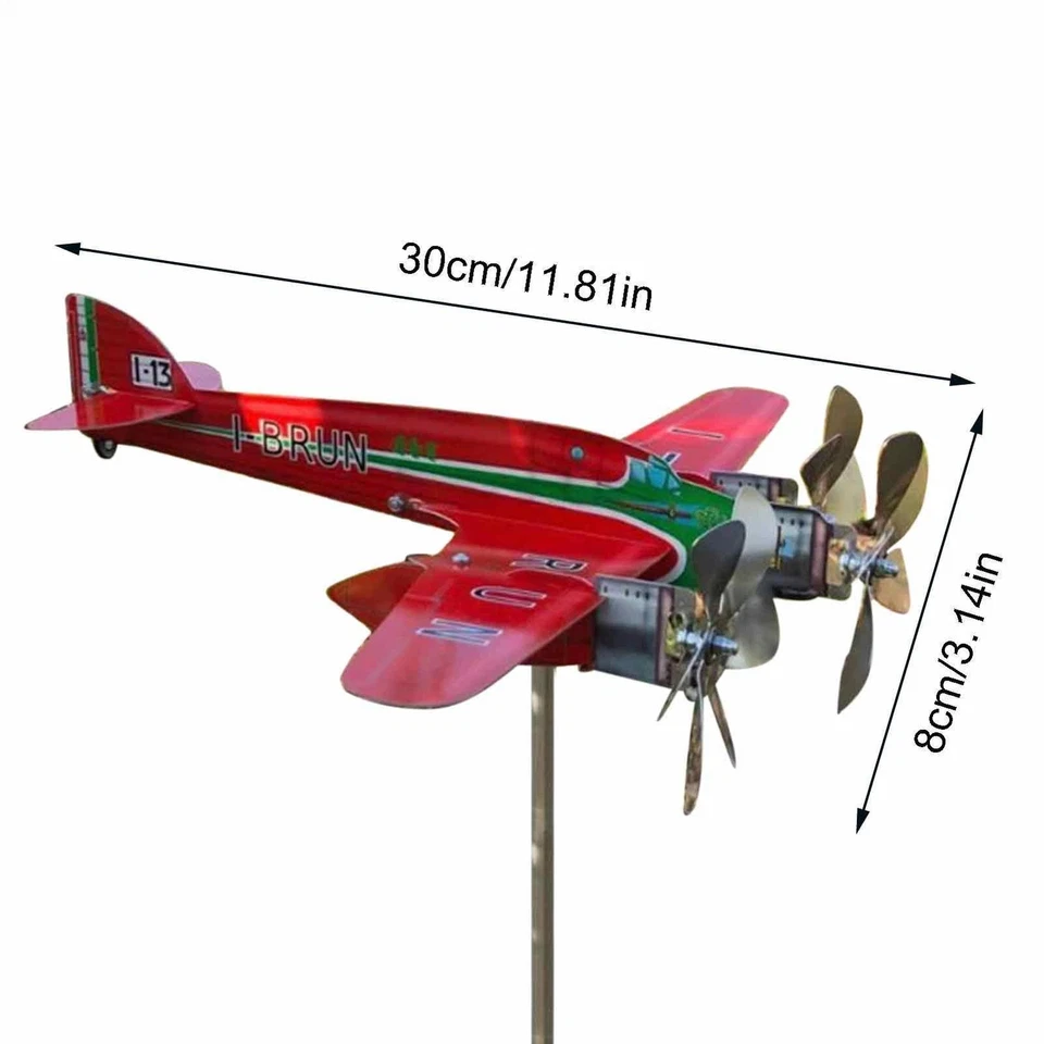 Airplane Wind Spinners Metal Pinwheels Outdoor Aircraft Windmill Garden Decor - Image 4 of 4