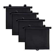 EcoNour Car Window Shades 4-Pack Retractable Roller Sunshade for Kids 15"x17"