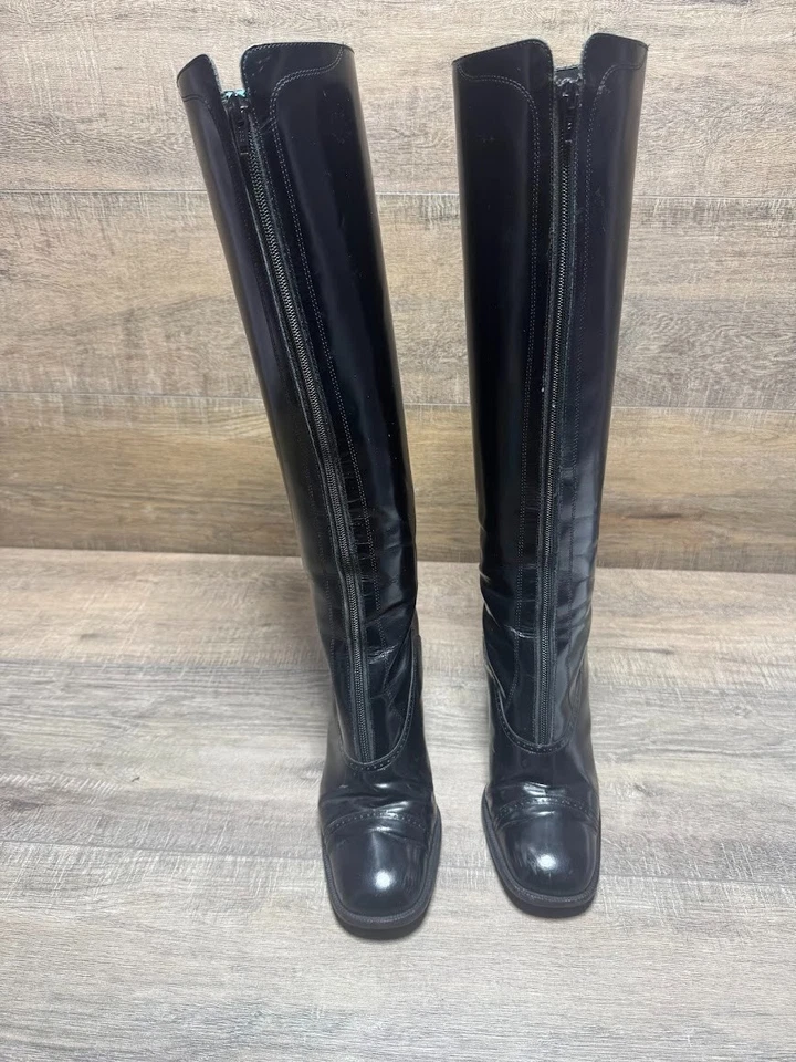 Botas sobre la rodilla de cuero negras Enzo Angiolini para mujer talla 8,5 Foto 2 de 4