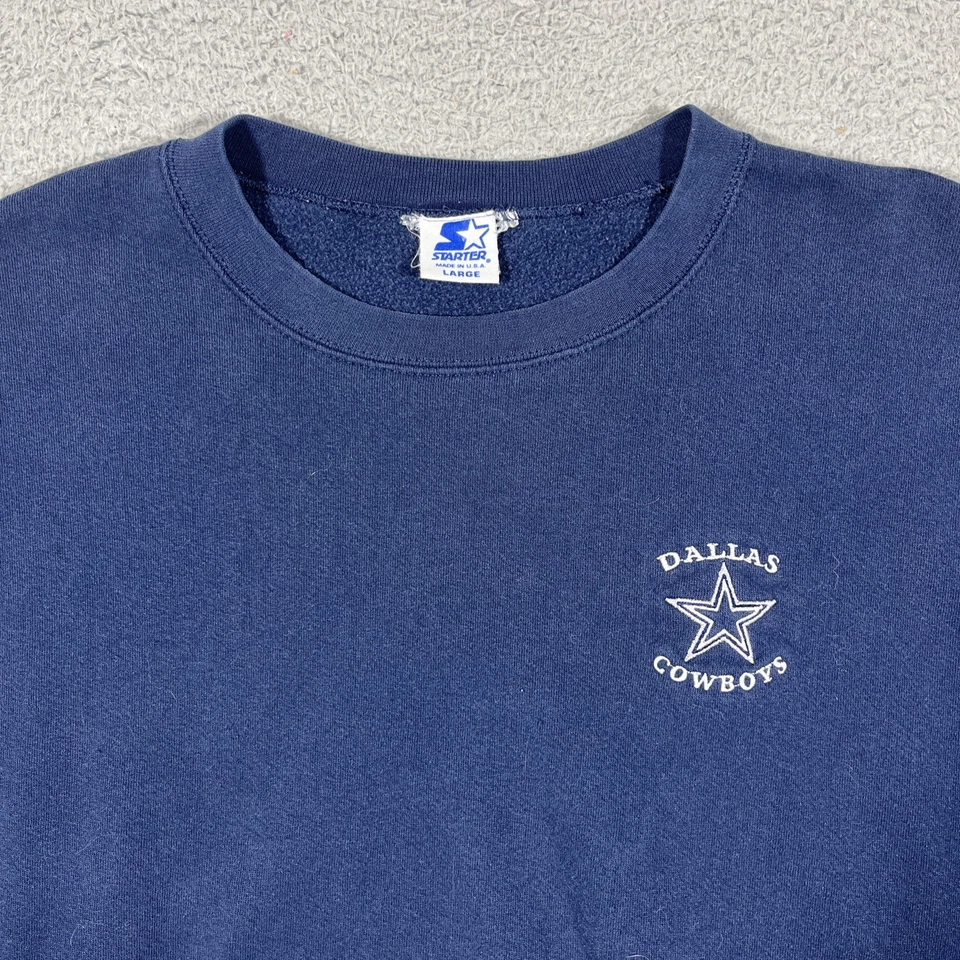 Sudadera de Colección Años 90 Starter Talla L Dallas Cowboys NFL Fútbol Azul Marino Cuello Redondo Foto 2 de 4