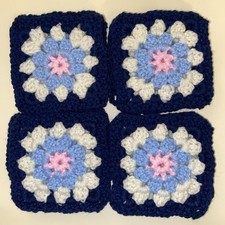 Forget Me Not GRANNY SQUARE Lot - 12 Hand Made Crochet Squares