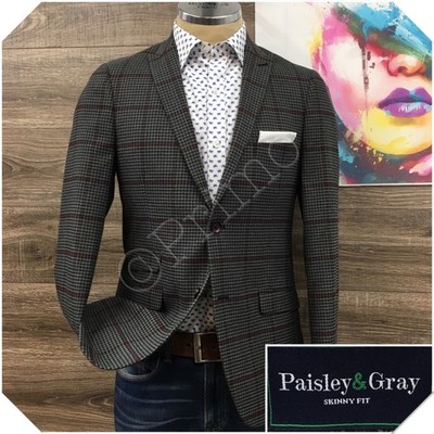 PAISLEY & GRAY Mens Blazer Sport Coat Casual Jacket Size 40R Slim Modern Suit