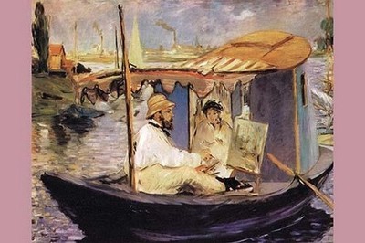 Claude Monet Dans Son Bateau Atelier Edouard Manet Poster Print