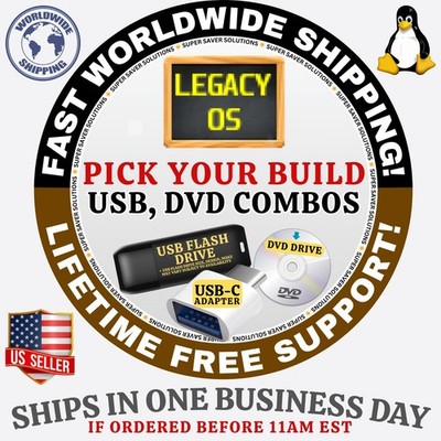 LEGACY LINUX OS | LATEST ISO BUILD | DVD, USB COMBOS | MAC/PC/LINUX | FAST SHIP