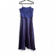 Vintage 90s Dress Women's Size XL Rebecca Blue Lace Shimmer Corset Retro Whimsy