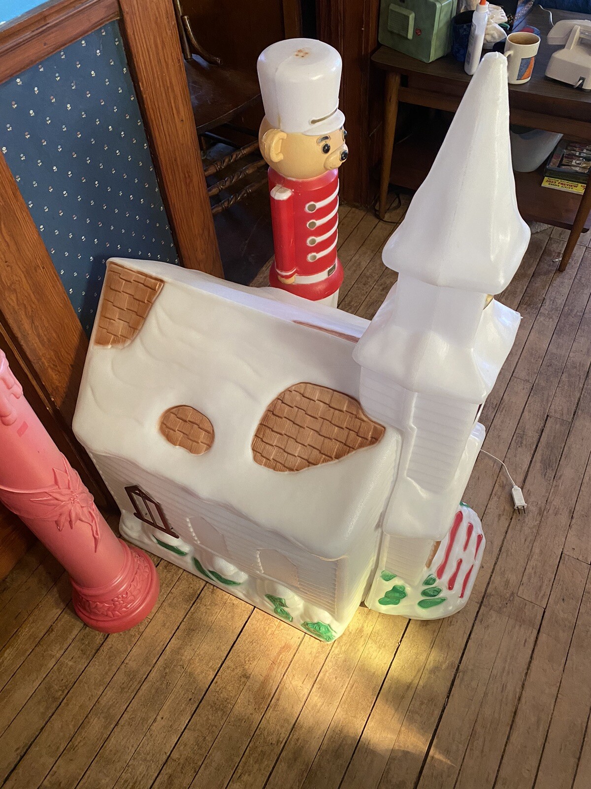 Christmas Church Blow Mold Illuminated 40” Tall Bundle Of 3 Blow Molds