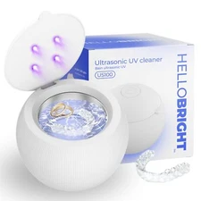 Ultrasonic Retainer Cleaner, UV Cleaner for Invisalign, Night Guard, Mouth Gu...