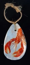 Handcrafted Oyster Shell Ornament Lobster, Coastal, Nautical Theme