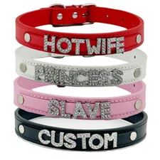 Customized  Letters Daddy Slave Collar Rhinestone Bdsm Chocker Necklace Cosplay