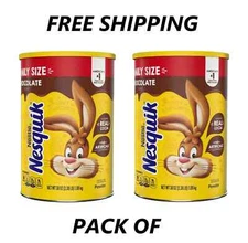 2 PACK - Nestle Nesquik Chocolate Flavor Powder Stir In Drink Mix Canister, 38oz