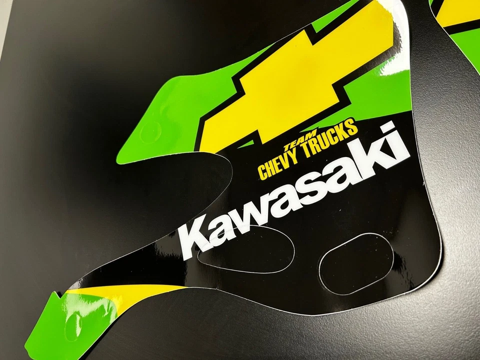 Kawasaki KX250 2001 Chevy réplica cubierta gráficos Foto 2 de 3