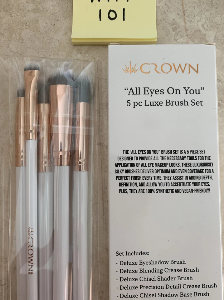 Crown “All Eyes On You” Juego de 5 pinceles de ojos de lujo; tamaños completos CAJA NUEVA; Ret $34 Foto 3 de 4