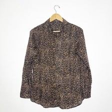 J McLaughlin Cheetah Leopard Button Down Dress Shirt Size Small