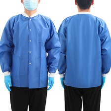 PLUS SMS Lab Jackets Medical Lab Coats Hip Length w/3 Pockets Knit Cuffs 50PCS
