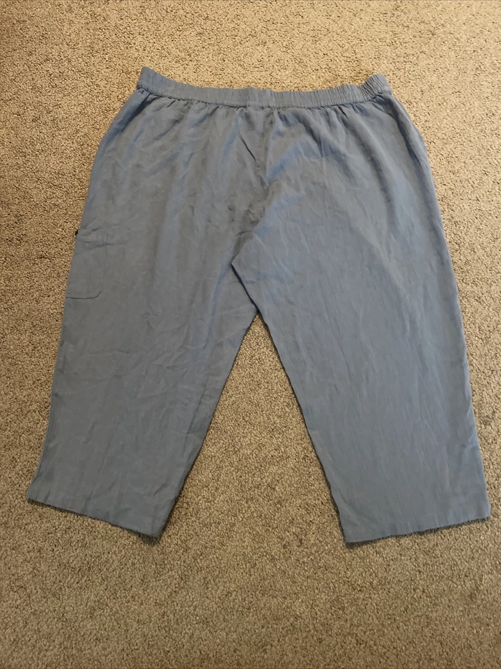 Susan Graver EUC Women’s Plus Blue Pants Mid Length Size 2XP Pleated Front C7 - Image 2 of 4