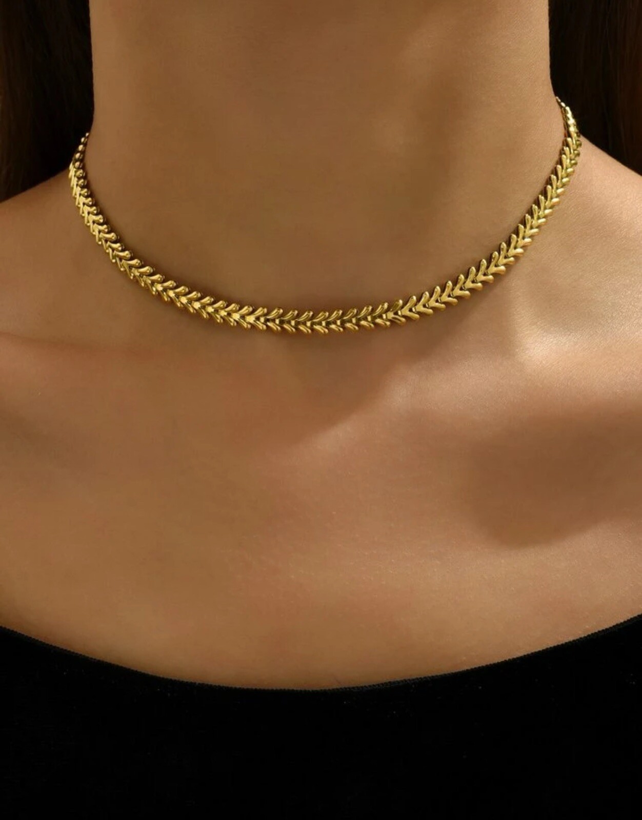 Collier ras du cou trèfle doré en acier inoxydable haute résistance
