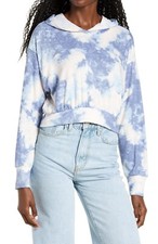 Socialite Cropped Hoodie Multicolor Blue Tie Dye SZ M NWOT