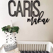 Custom Wood Baby Name Sign Wooden Nursery Sign Kid Room Wall Decor Boho Wall Art