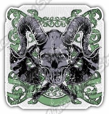Devil Horned Skull Axe Death Evil Gift Idea Car Bumper Vinyl Sticker Decal 4.6"