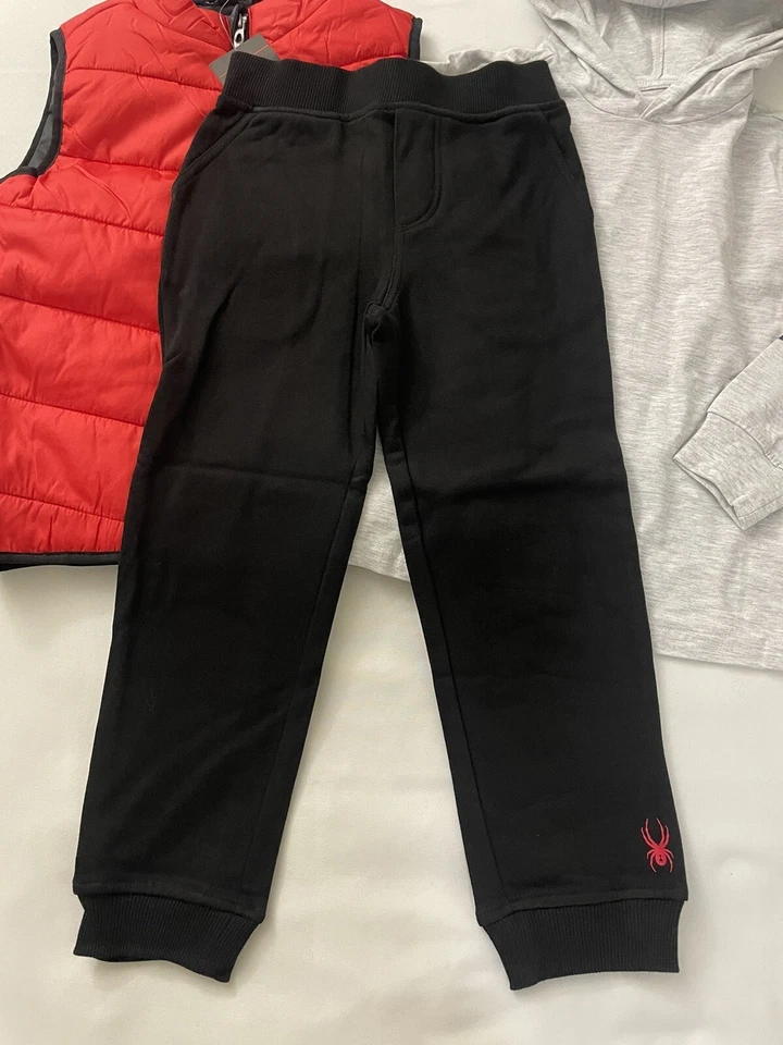 Spyder Niños Niños 3 Piezas Chaleco Conjunto, Sudadera con Capucha, Jogger, Rojo, Talla 6 - NUEVO Foto 4 de 4