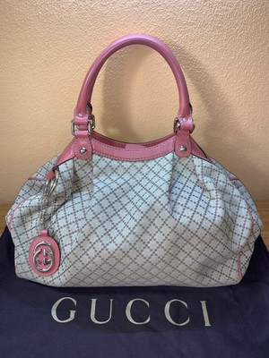 BORSA GUCCI 211944 SUKEY GG CON CIONDOLO - BEIGE E ROSA | eBay