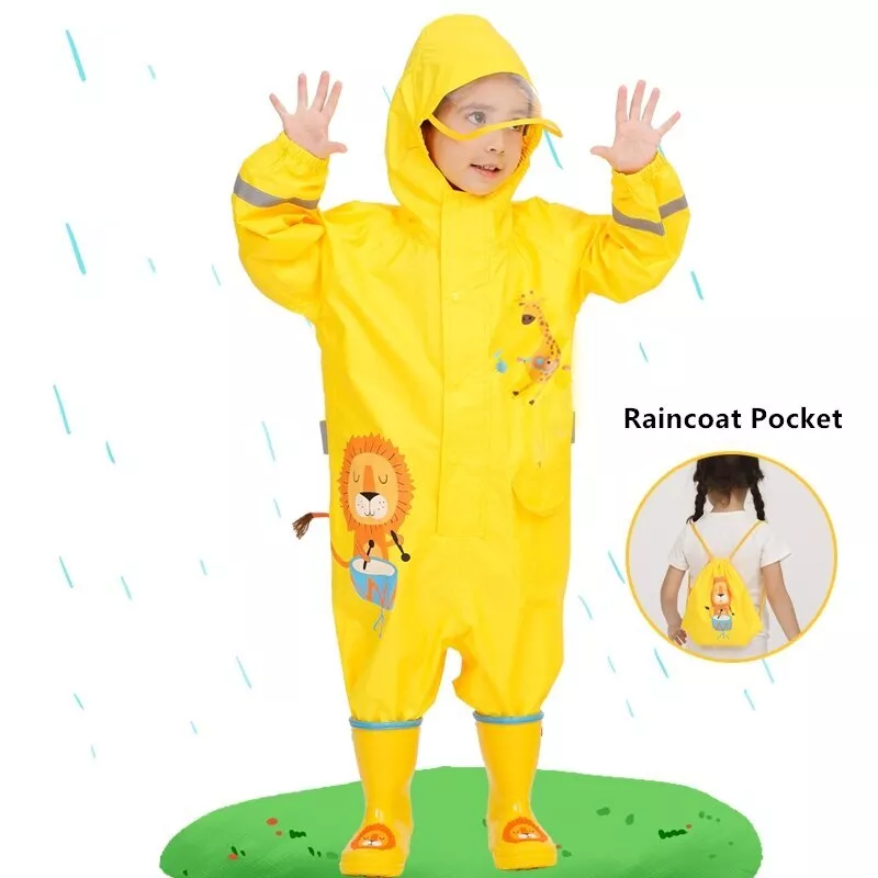 1 10 Years Old Kids Raincoat Kids Boys Girls Waterproof Hooded
