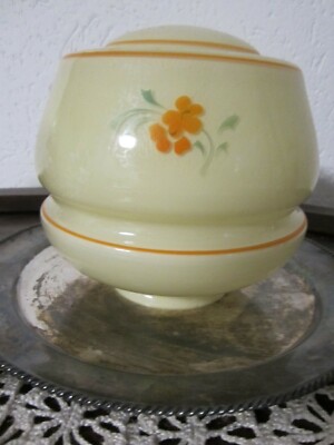 Omas Decken-Lampe Bakelit-Fassung Kugellampe Glaskugel 30er/40er Blumenmuster