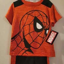 MARVEL SPIDERMAN BOYS TODDLER 2 PIECE SHIRT AND SHORT SET SIZE 3T Red/Black NEW