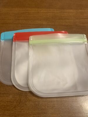 Pre-O/3 plastic unbr. refillable strong sturdy Rezip bags./Sand/food Storage/lun