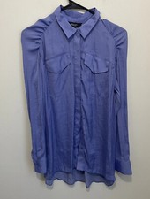 Simply Vera Wang Womens Small Long Sleeve Blouse Top Purple Shirt Button Down