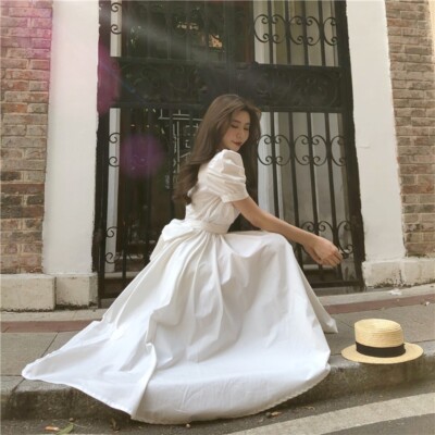 Midi Dress Asymmetric Skirt French Style Holiday Lolita Princess Evening  Dresses | eBay