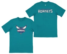 FISLL NBA Men's Charlotte Hornets Team Color, Name and Logo Premium T-Shirt