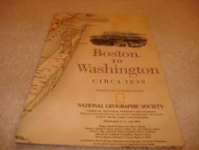 National Geographic Map - Boston to Washington Circa 1830 (1994)