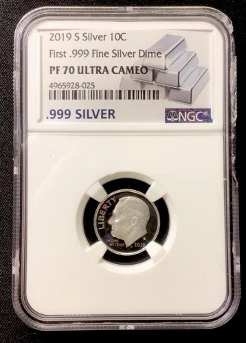 2019 S Roosevelt Dime! First .999 Fine Silver! NGC PF70 Ultra Cameo! ENN Coins