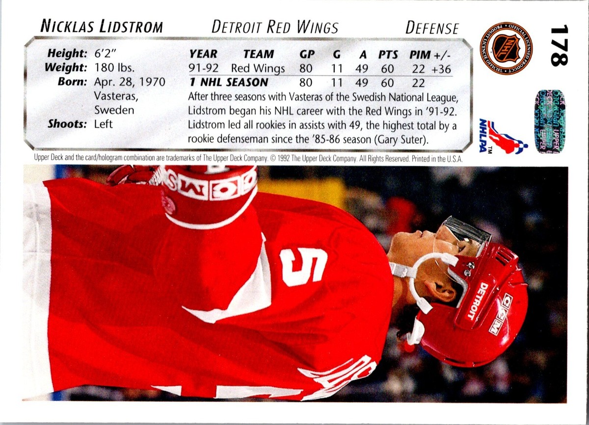 1992-93 Upper Deck - #178 Nicklas Lidstrom | eBay 1992-93 Upper Deck - #178 Nicklas Lidstrom | eBay